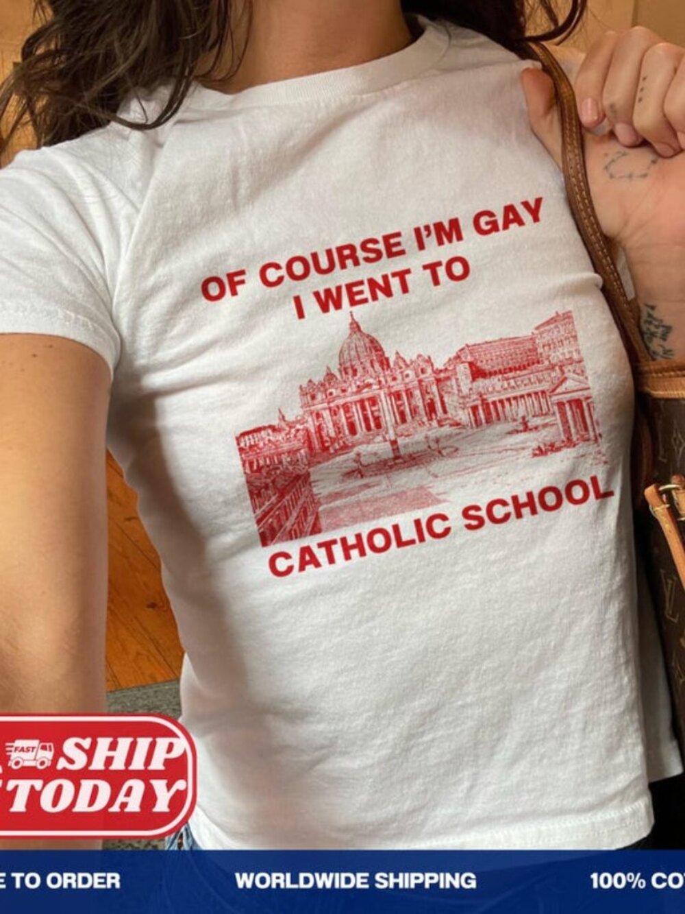 Of Course I'm Gay I Went To Catholic School Unisex Tee